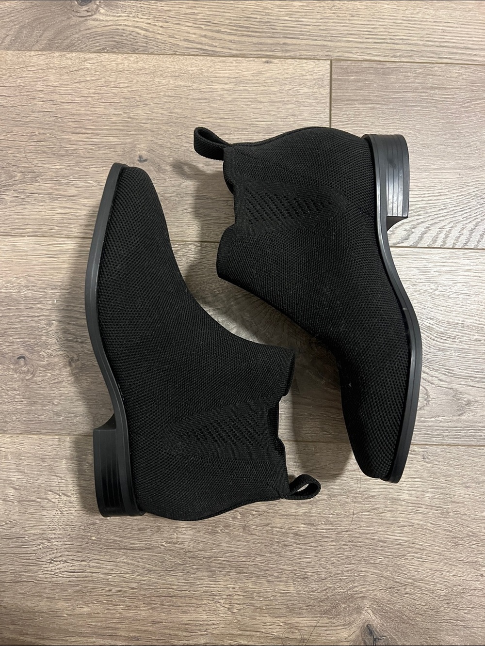 Women's Black Knit Chelsea Ankle Boots - Versatile Slip-On Style